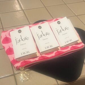 Dior J'adore Intense Sample Trio with Pink Floral Pouch by Estée Lauder NWT auth